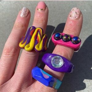 Funky Chunky Cocktail Ring Set of 4